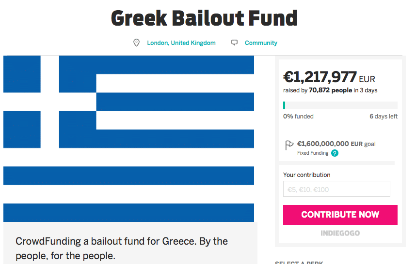 Greek Bailout on Indiegogo