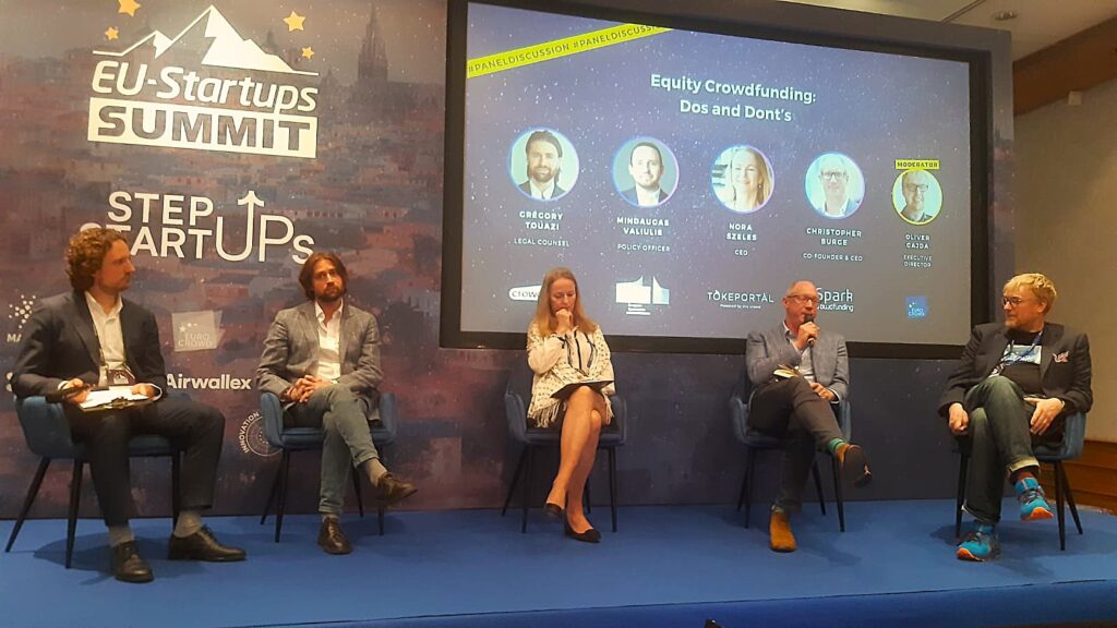 The expert panel that discussed Equity Crowdfunding Dos and Don'ts at the EU Startups Summit 2025